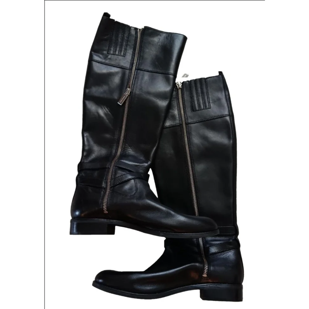 Women's Michael Kors Black Leather Riding Boots Size 7.5